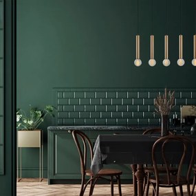 Lustră suspendată pe cablu TEMPO, 5 x E27, 40 W, 230 V, aurie