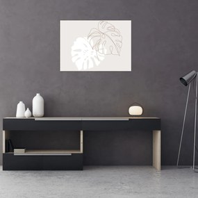 Tablou pe sticlă - Linia de artă monstera N⁰2 (70x50 cm)