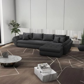 Colțar extensibil dumonde cu ladă de depozitare si sezut confortabil din spuma high-density, Loana XL Enjoy Grafit II 335x185 cm