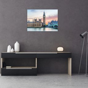 Tablou pe sticlă - Londra în culori pastelate (70x50 cm)