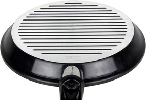 Tigaie grill ZILAN ZLN2126 - 28cm, aluminiu, interior PTFE/teflon, maner ebonita, neagra