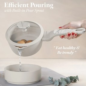 Set oale si tigai cu capace 15 piese Sahara Marble Berlinger Haus BH8401, crem, antiaderente, compatibile inductie