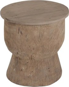 Măsuță laterală sculptată din lemn reciclat, 49×49×52 cm, „Knot"