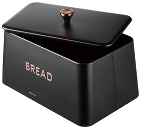 Cutie de pâine Kinghoff KH 1949, 35 cm, Corp metalic, Capac bambus, Negru