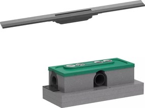 Set rigola pentru dus plus capac Hansgrohe RainDrain Flex ajustabil 80 cm negru - crom periat
