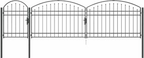 vidaXL Poartă pentru Gard cu Vârf Arcuit Gri 500 x 100 cm Oțel