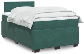 vidaXL Pat box spring cu saltea, verde închis, 120x200 cm, catifea