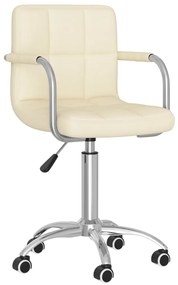 vidaXL Scaun de bucătărie pivotant, crem, material textil