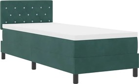 vidaXL Pat cu arc LED cu saltea Verde închis 80 x 200 cm Catifea