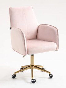 HR280K Scaun Roz din Catifea cu Bază Aurie
