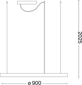 Ideal Lux - Candelabru LED suspendat pe cablu ORACLE SLIM, 53 W, 230 V, 4000 K, Ø 90 cm, alb