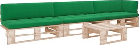 vidaXL Set mobilier paleți cu perne, 4 piese, lemn de pin tratat
