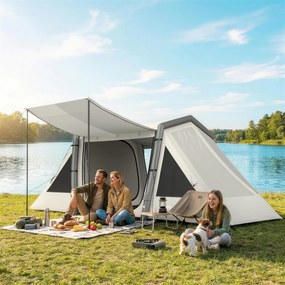 Outsunny Cort gonflabil 6 persoane Montare rapidă Cort outdoor pentru camping cu 2 dormitoare Antreu Fereastră | Aosom Romania