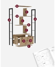 Bibliotecă NAVARO maro/negru