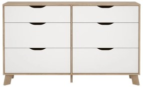 Comodă albă-în culoare naturală cu aspect de lemn de stejar 156x92x40 cm Ikast – Tvilum