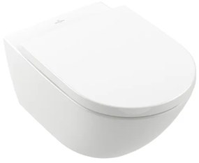 Set vas WC rimless suspendat, Villeroy&amp;Boch Subway 3.0, DirectFlush, cu capac inchidere lenta, 37x56cm, Alb Alpin, 4670TS01