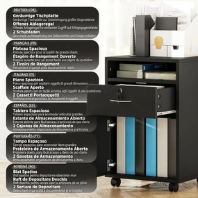 HOMCOM Dulap de Birou cu Raft Deschis, Sertar și Dulap, Negru | Aosom Romania
