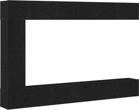 vidaXL Set comodă TV Pe perete 9 pcs Stejar Negru Lemn compozit