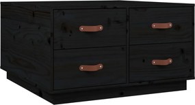 vidaXL Măsuță de cafea, negru, 80x80x45 cm, lemn masiv de pin