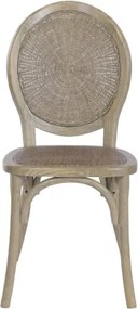 Scaun dining din lemn de ulm cu spătar și șezut împletit din rattan, 44×42×95 cm, „Medallion"