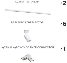 Zuma Line 3565 - Spot pentru sistem de șină TUBE, 6 x GU10, 35 W, 230 V, alb