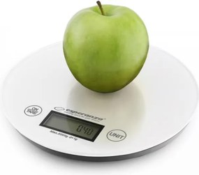 Cântar de bucătărie Esperanza EKS003KW, funcție TARE, afișaj LCD, 5 kg, alb