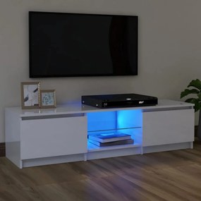 Comodă TV cu lumini LED, alb extralucios, 120x30x35,5 cm