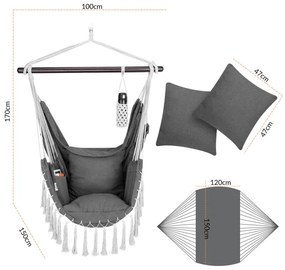Deuba Scaun suspendat gri inchis -170x100x150cm