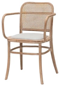 Scaun dining bej din rattan si panza Bruno