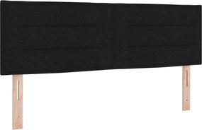 vidaXL Tăblie LED cu benzi LED cu headboard Negru 144 cm țesătură