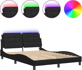 vidaXL Cadru de pat cu LED fără saltea, Zadar, negru, 120x200 cm