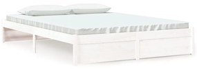 814960 vidaXL Cadru de pat, alb, 160x200 cm, lemn masiv