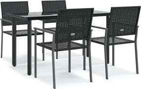 vidaXL Set mobilier de grădină, 5 piese, poliratan și oțel