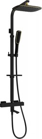 Mexen CQ49 set cadă-duș cu duș deasupra și baterie termostatică, negru/auriu - 779104995-75