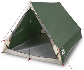 Cort de camping cu cadru A, 2 persoane, verde, impermeabil