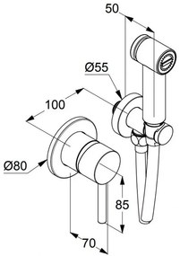 Set de dus pentru igiena intima, Kludi Bozz, baterie incastrata, para, agatatoare, furtun 125cm, alb mat, 389985376