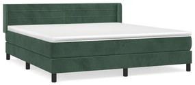 3131030 vidaXL Pat box spring cu saltea, verde închis, 160x200 cm, catifea