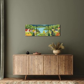 Tablou - Sat în Munți (cu ceas) (90x30 cm)