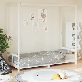 834520 vidaXL Cadru de pat pentru copii, alb, 80x200 cm, lemn masiv de pin