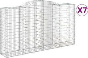 vidaXL Coșuri gabion arcuite 7 buc, 300x50x160/180 cm, fier galvanizat