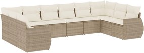 vidaXL Set canapele de grădină cu perne, 10 piese, bej, poliratan