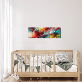 Tablou – Abstracție cu roșu (cu ceas) (90x30 cm)