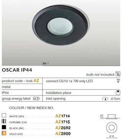 Spot pentru baie incastrabil OSCAR alb