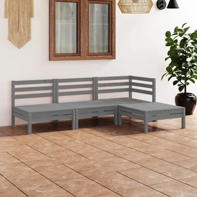 3082629 vidaXL Set mobilier de grădină, 4 piese, gri, lemn masiv de pin