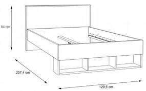 Pat Chicory, Stejar Riviera Si Alb Super Lucios, Dimensiune Saltea 120 x 200 Cm