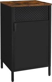 Comoda cu 1 usa Industrial, Songmics, 42.5 x 40 x 76 cm, PAL/otel, negru