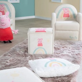 Puf de copii alb cu tapițerie din catifea Peppa Pig – Roba