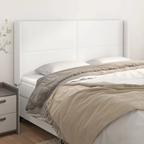 vidaXL Tăblie de pat cu aripioare, alb, 163x16x118/128 cm, piele eco