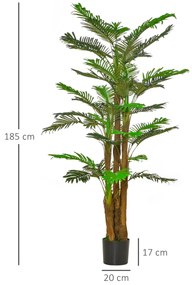 Palmier artificial in ghiveci, 42 frunze, 185cm, verde HOMCOM | Aosom RO