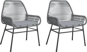 vidaXL Scaune de grădină, 2 buc., cu perne, gri, poliratan